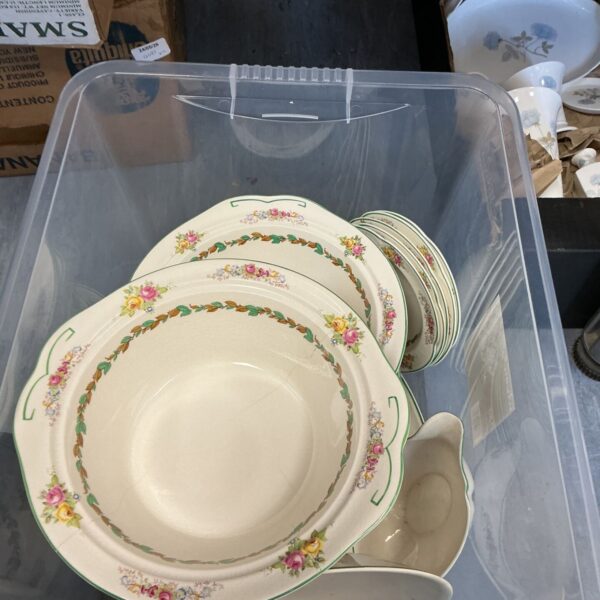 Vintage Johnson Bros Pareek serving dish with floral design.