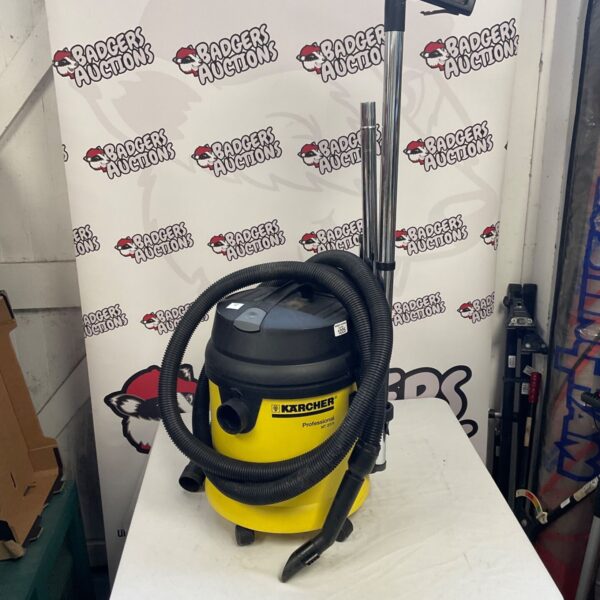 Front view of a used Karcher wet vacuum cleaner.