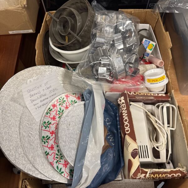 Mixed kitchen and baking lot with Kenwood electric whisk.