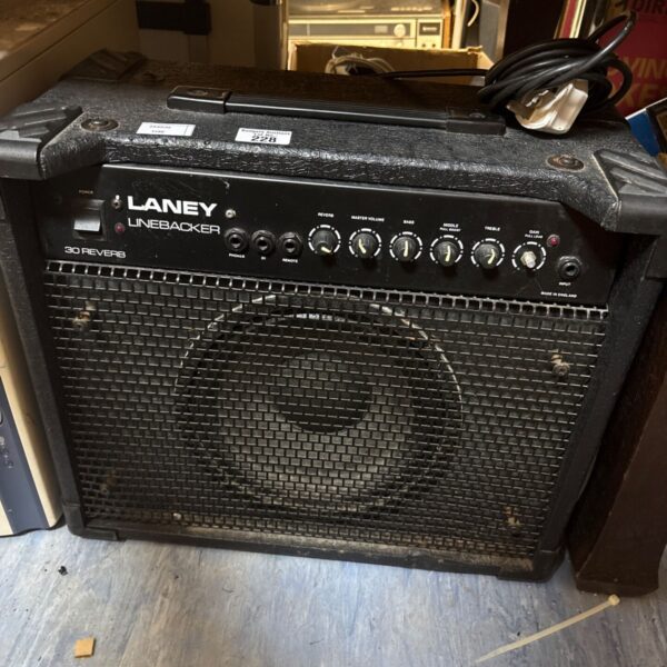 Vintage Laney Linebacker 30 Reverb guitar amplifier front view.