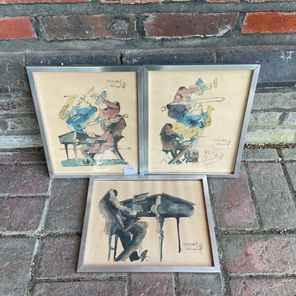 Vintage Leo Meiersdorff print of a New Orleans jazz trumpet player.