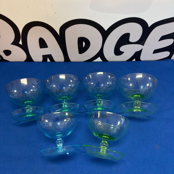 Vintage Libbey margarita glasses with green cactus stems.