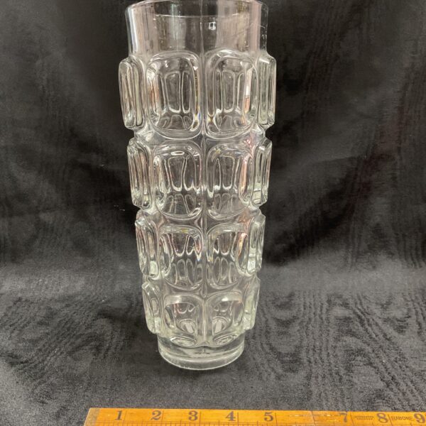 Clear Libochovice vase by Frantisek, 1960s Czech pressed glass.
