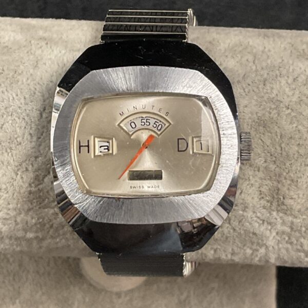 Vintage Lucerne mechanical wristwatch with stainless steel bracelet.