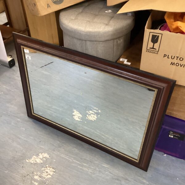 Vintage mahogany framed mirror with bevelled edge, 42 x 32cm.