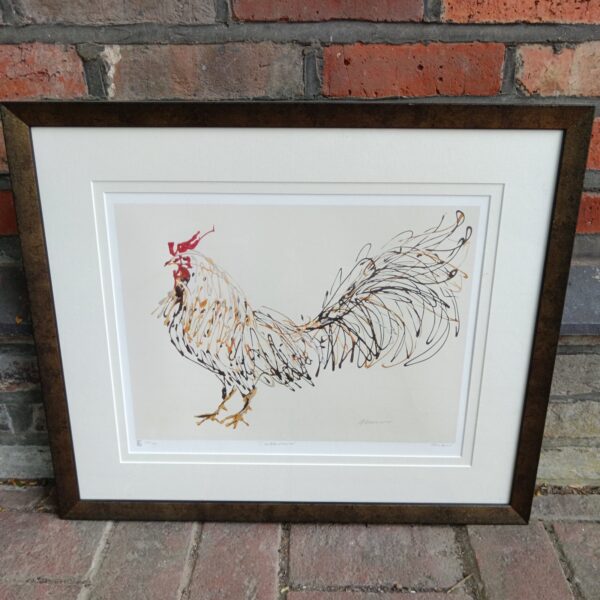 Vibrant limited edition Mair cockerel artwork titled Casanova.