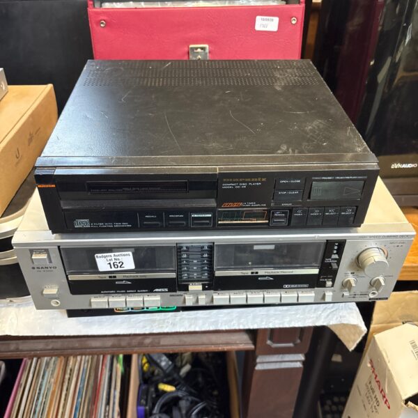 Vintage Marantz CD-45 and Sanyo dubbing deck audio system.