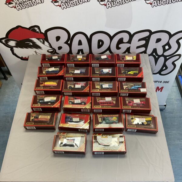 A lot of vintage Matchbox Models of Yesteryear diecast toy cars.