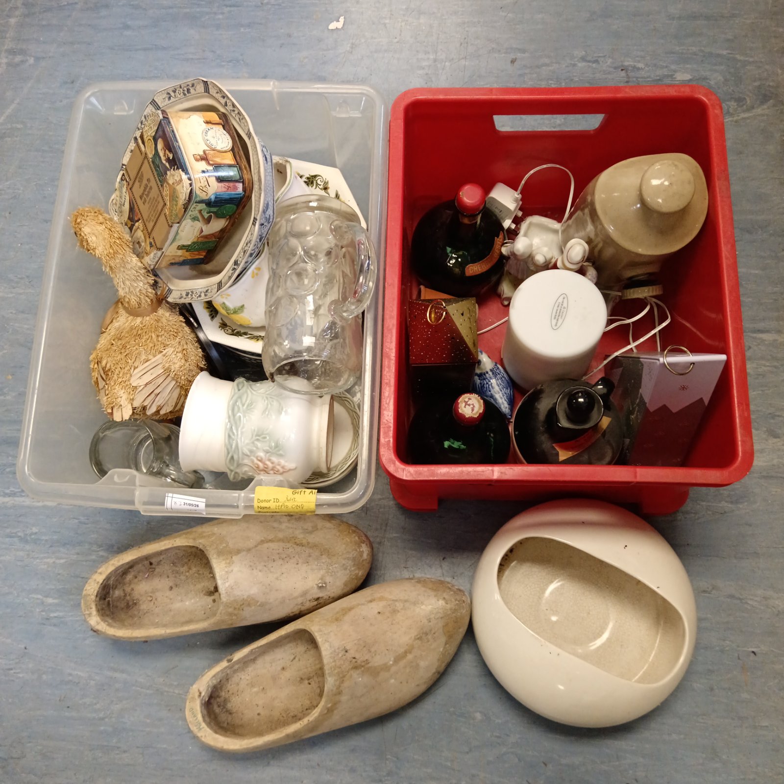 Mixed lot of vintage glass and porcelain collectibles for display.