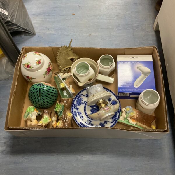 Mixed lot of vintage china and a Revolve 400X polishing system.