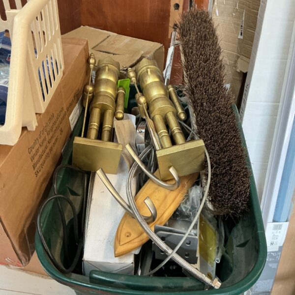 Mixed lot of garden tools and cleaning equipment.