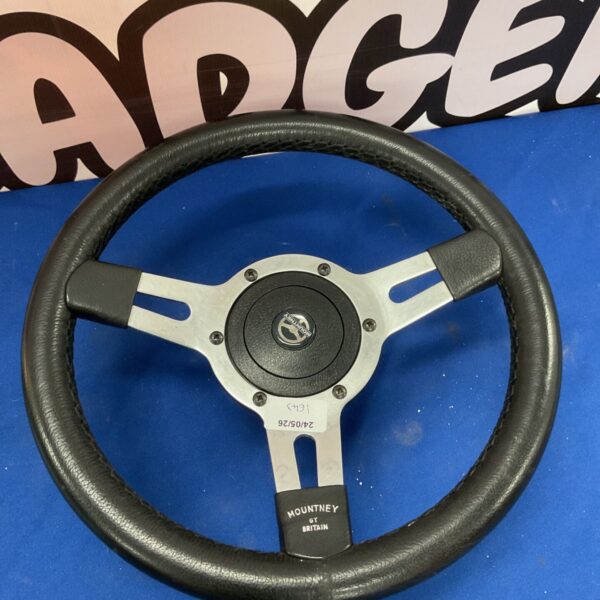 Mountney GT Britain steering wheel, classic car interior part.