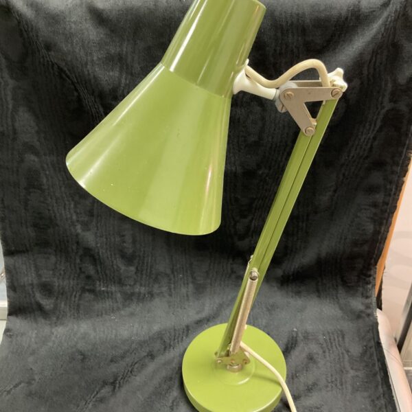 Vintage green Multidan Danish desk lamp with adjustable arm.