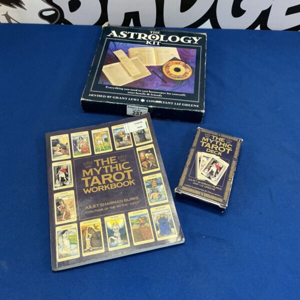 Vintage Mythic Tarot kit with astrology workbook and tarot cards.