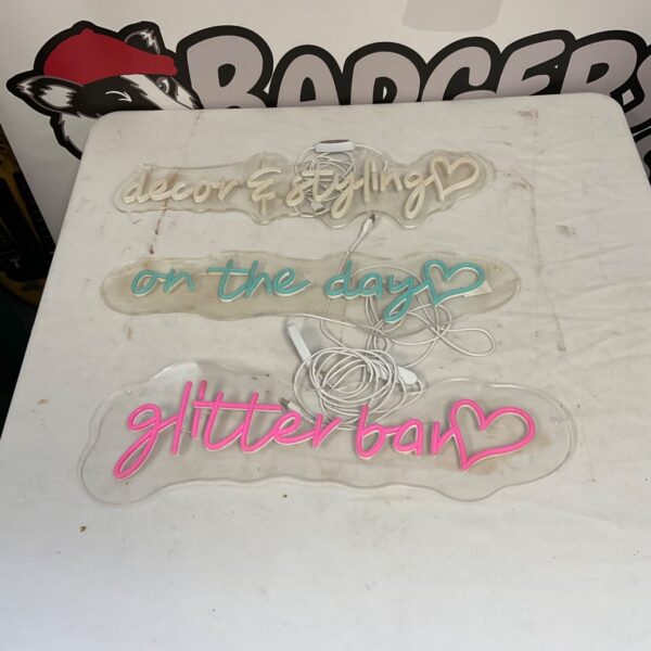 Pink and blue neon sign lights, USB powered wall decor.