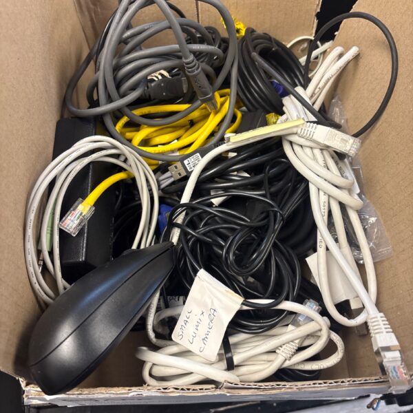 Assorted networking and power cables in a mixed lot.