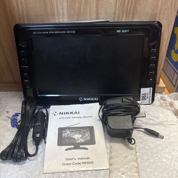 Nikkai N9 5NG LCD television receiver with charger and manual.