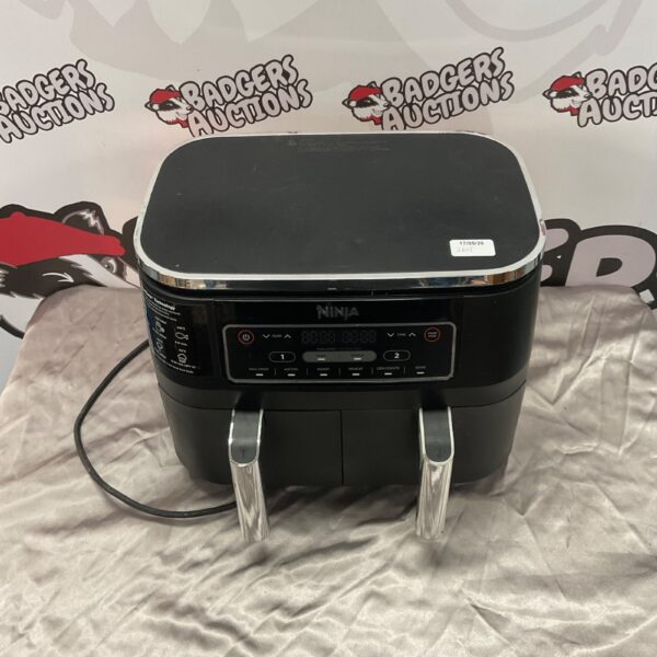 Black Ninja Dual Zone Air Fryer kitchen appliance on display.