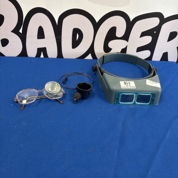 Lot of three Optivisor magnification goggles for detailed work.