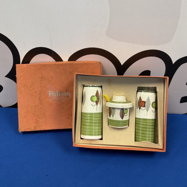 Vintage Palissy Saville salt and pepper pots with floral design.