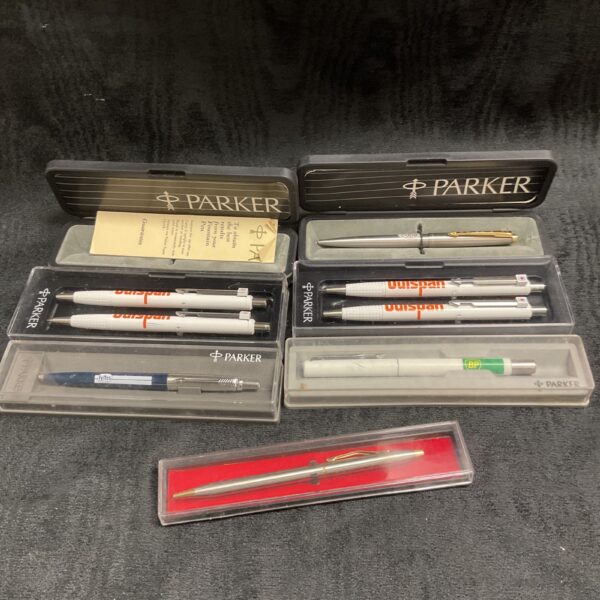 Vintage Parker advertising pens collection for collectors.