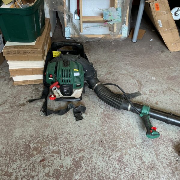 Used Parkside petrol leafblower for garden and yard cleanup.