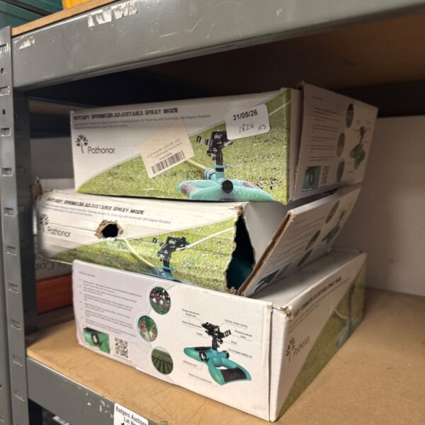 Lot of three Pathonor garden sprinklers in original boxes.