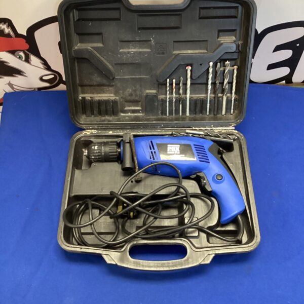 PBX impact drill set in a carrying case with drill bits.