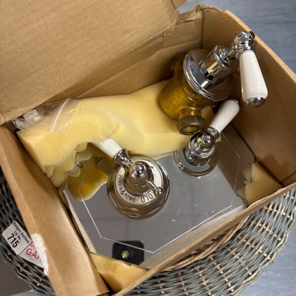 Vintage Perrin & Rowe shower valve with chrome finish.
