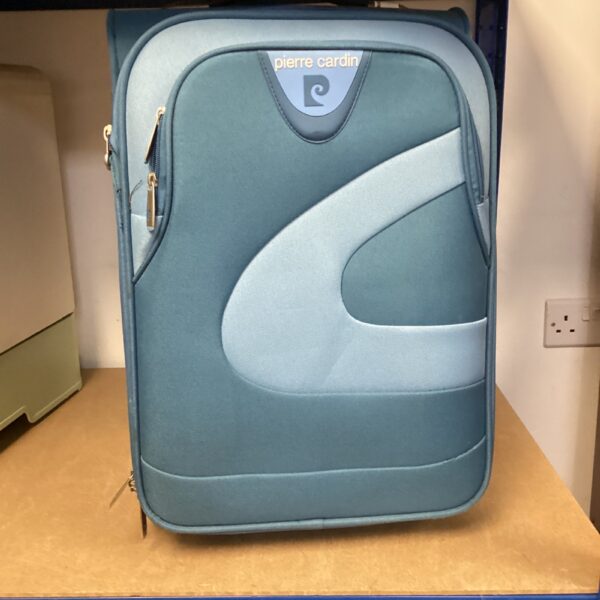 Vintage Pierre Cardin wheeled suitcase for travel and collection.