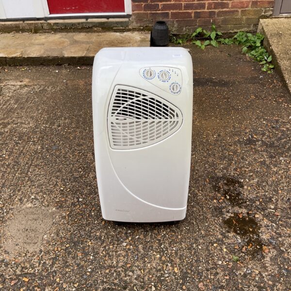 White Proline portable air conditioner unit for summer cooling.