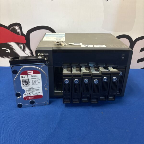 Qnap TS-853 Pro network attached storage device with drive bays.