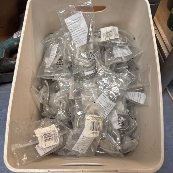 New brushed aluminium coat hooks in original packaging, quantity lot.