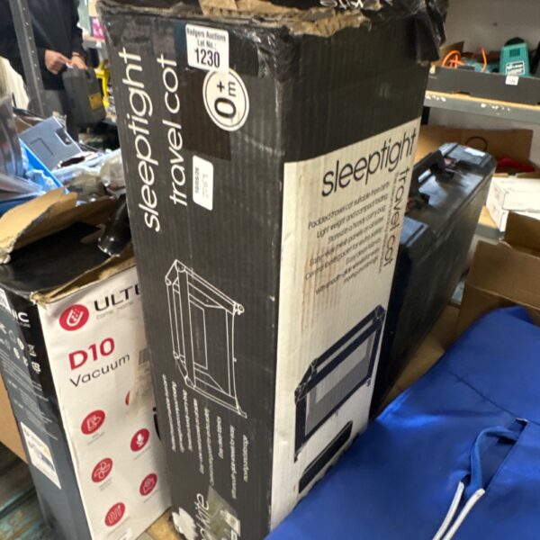 Red Kite Sleep Tight travel cot in box, portable baby bed.