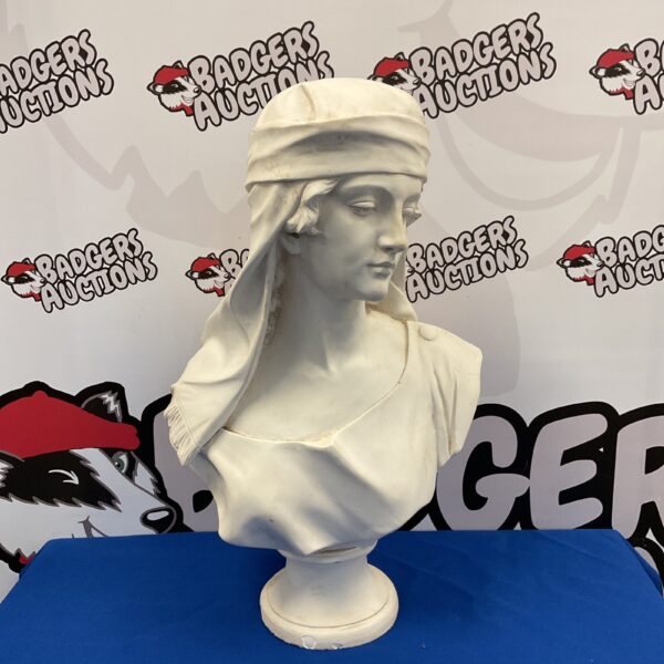 White porcelain religious bust of Mary, vintage devotional art.