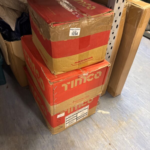 Three boxes of Rico drywall screws for construction and DIY projects.
