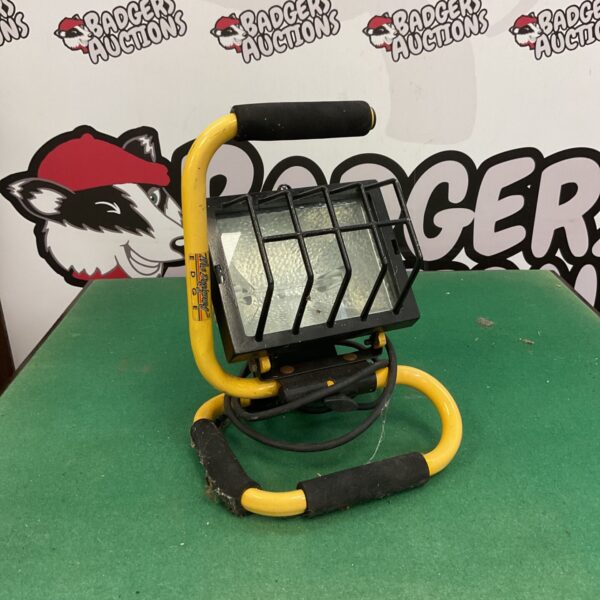 Yellow Rocky Mountain Goods halogen work light for job sites.