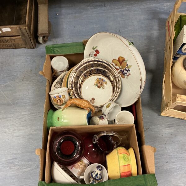 Vintage Royal Albert pottery selection with floral patterns.