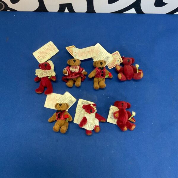 Lot of seven Russ Tiny Town bears with tags.