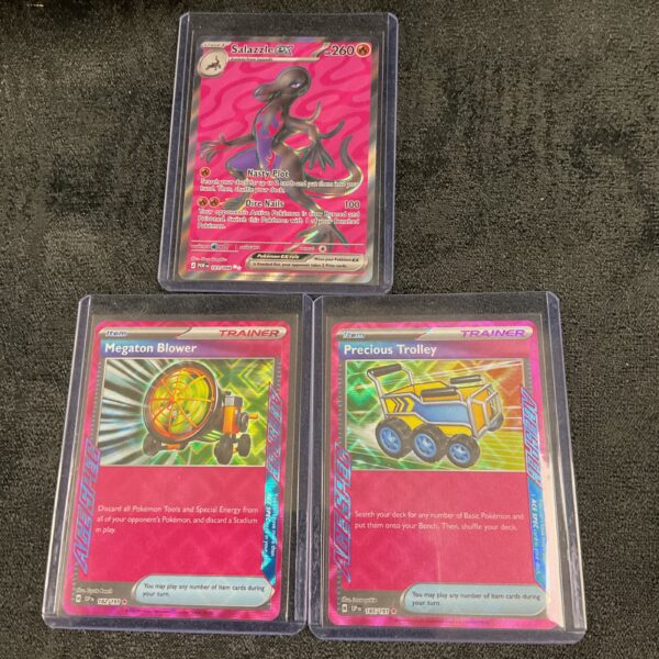 Full art Salazzle Pokemon card, vibrant collectible trading card.
