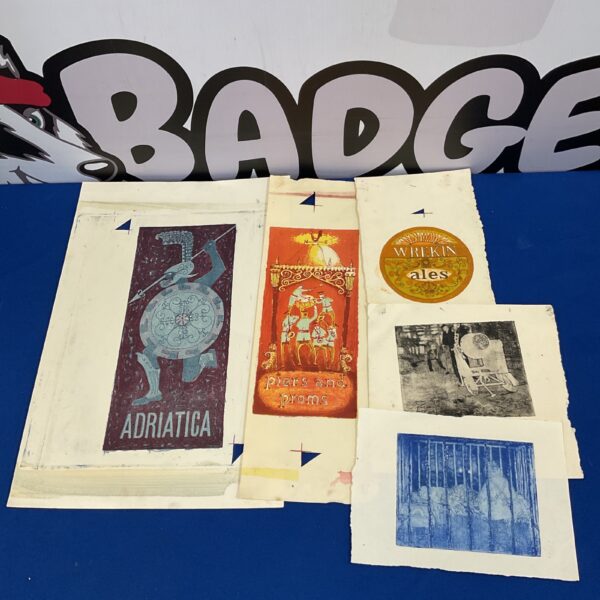 Collection of vintage school etchings and lithographs, modern art prints.