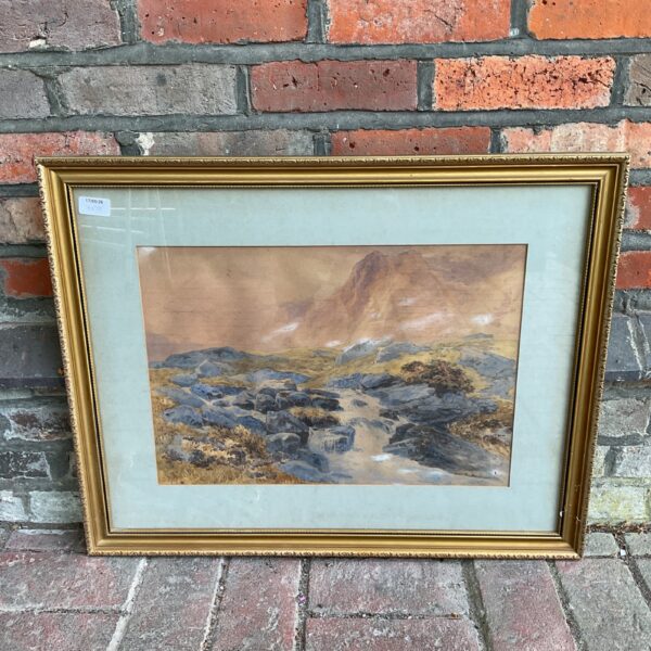 Signed 1878 watercolour painting of the Scottish Highlands landscape.