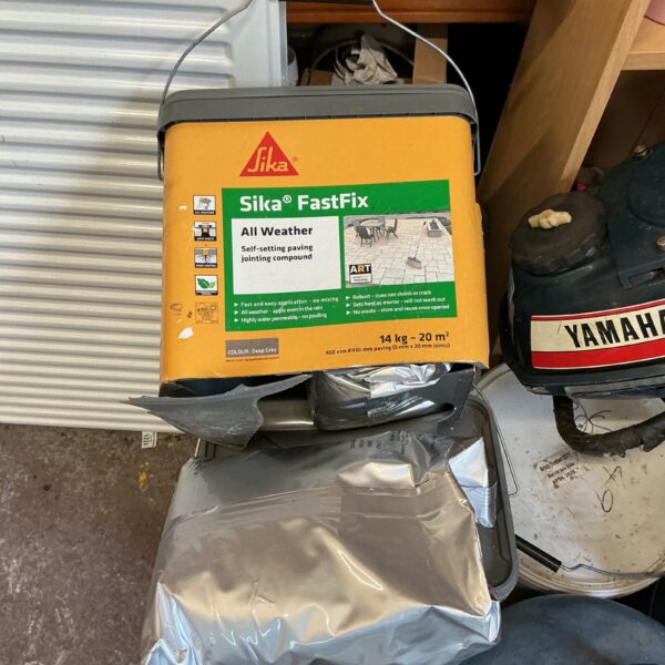 Sika all weather self setting jointing compound packaging.