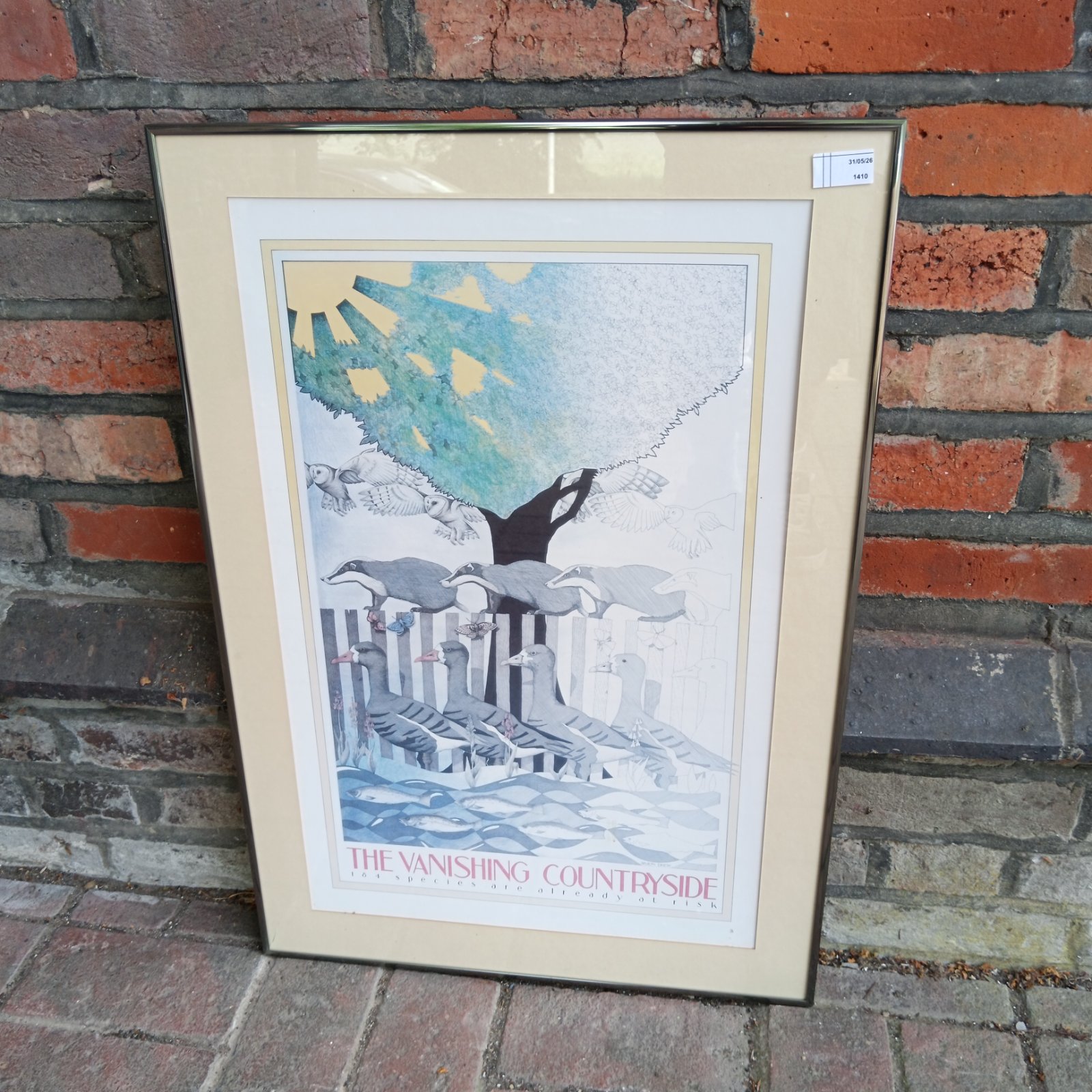 Framed Simon Drew print, "The Vanishing Countryside" countryside artwork.