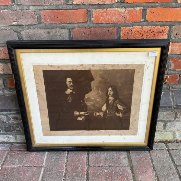 Antique Sir Peter Lely print of King Charles I and James Duke of York.