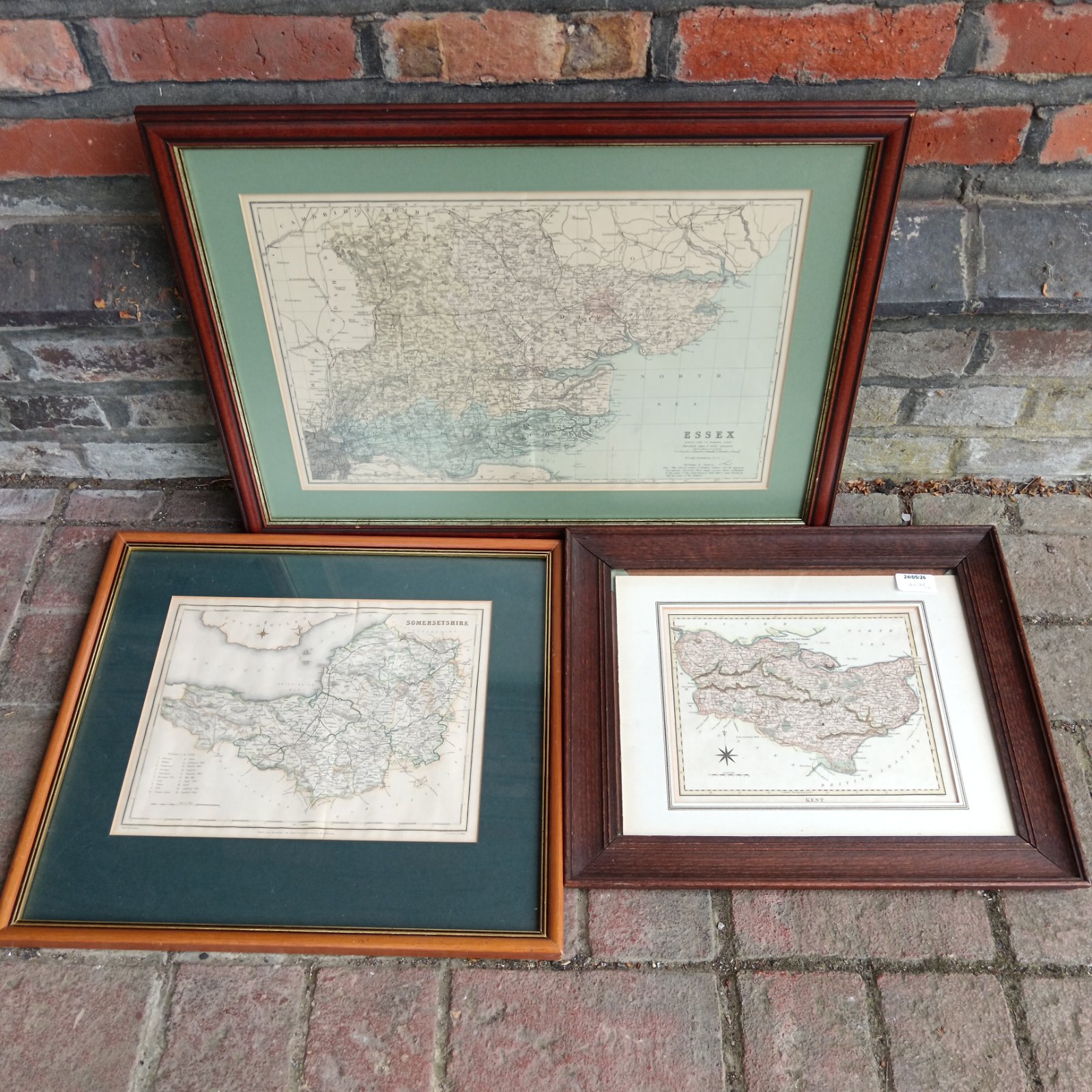 Antique framed map of Somerset county, detailed cartography.