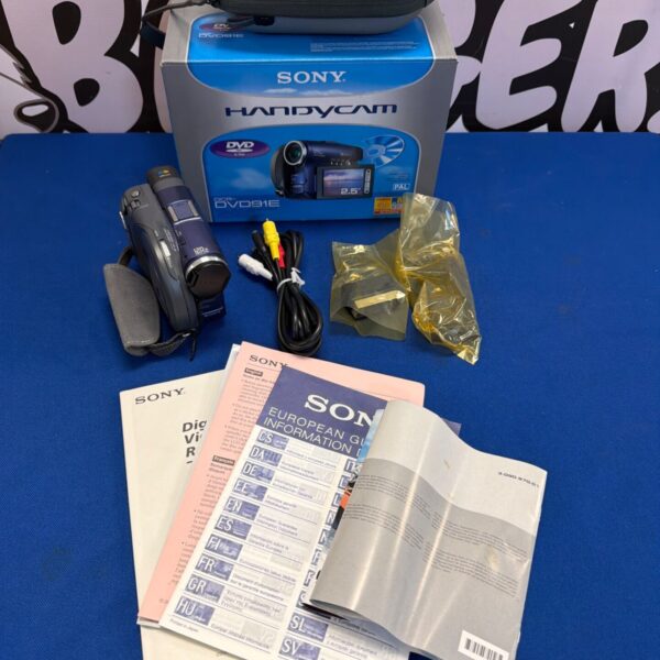 Sony Handycam DCR-DVD101E camcorder in box, front view.