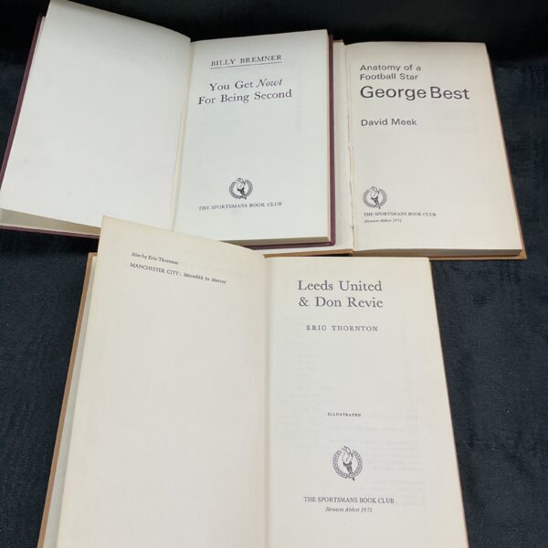 Vintage Sportsman Book Club first editions of football biographies.