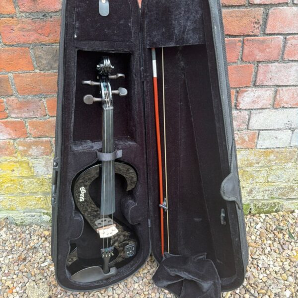 Black Stagg EVN 4/4 electric violin in a hard case.
