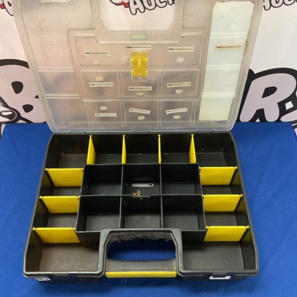 Yellow Stanley SortMaster organizer with adjustable dividers.
